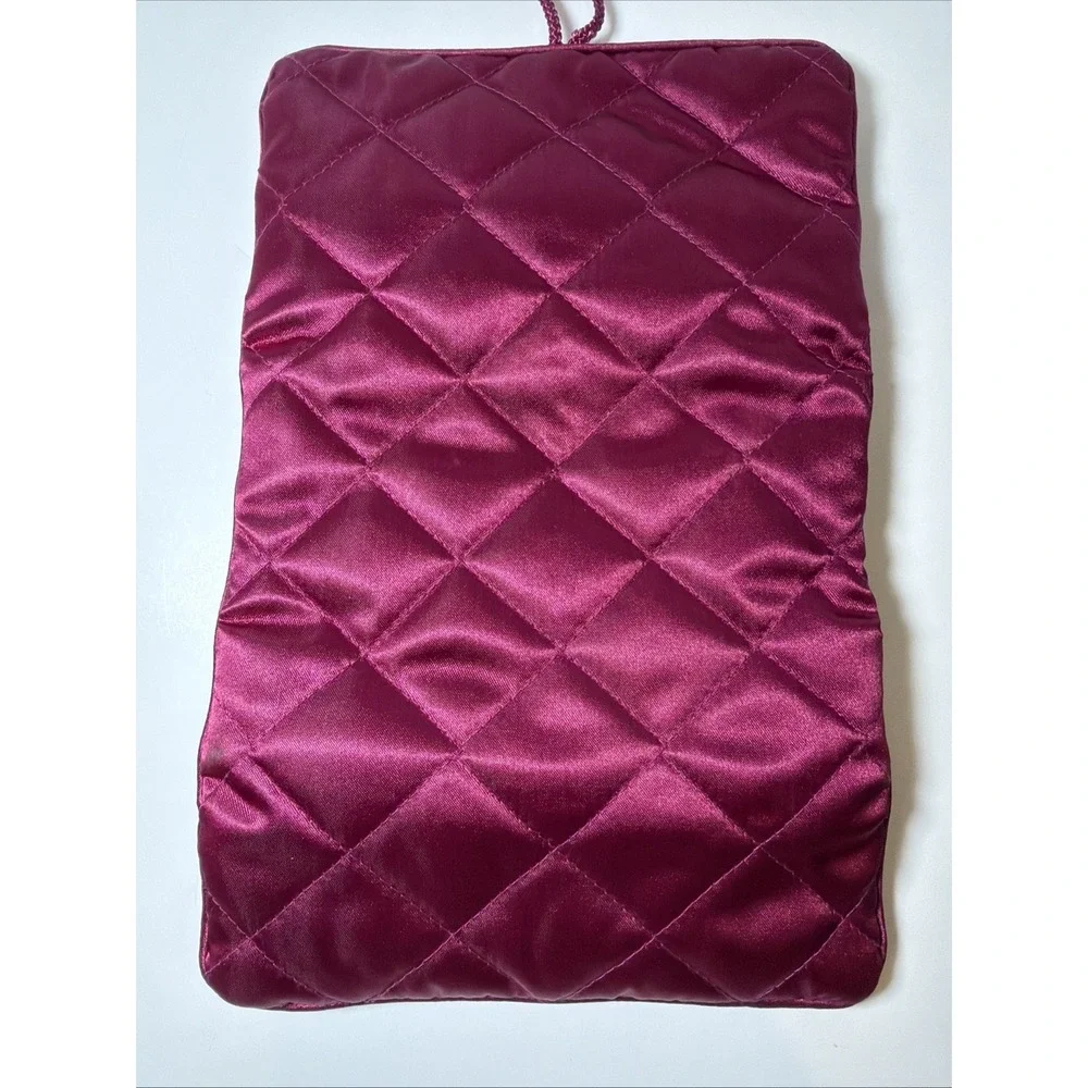 Purple Satin Travel Jewelry Bag Organizer Pouch 3-Zip Snap Ring Roll Up